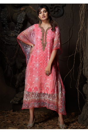 Pink Color Designer Chiffon Kurti